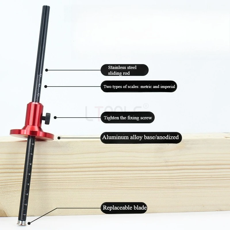 

Carpentry Blade Marking Device Multi Functional Measuring Tool Wood Tenon Marking Scriber Durable Auxiliary Positioning Ruler