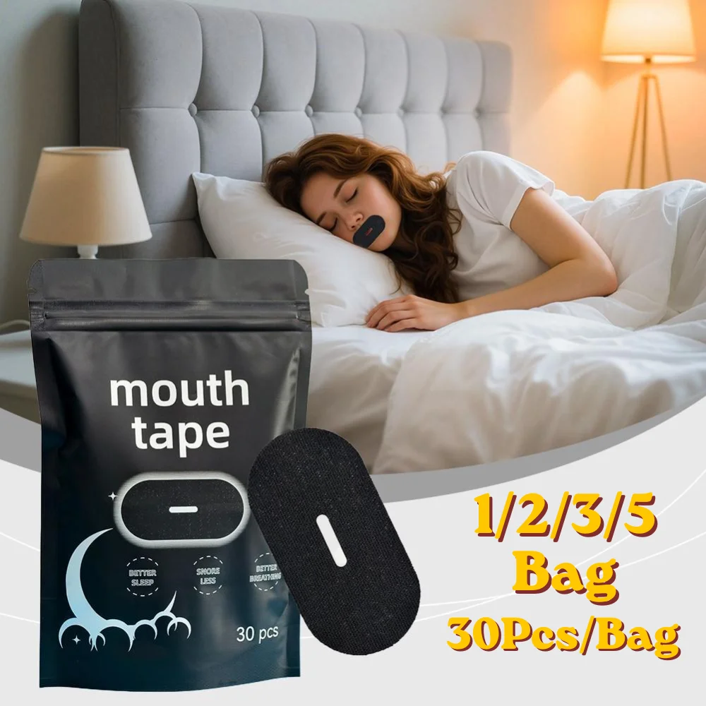 30pcs/Bag Sleeping Mouth Strips Anti Snoring Tape Breathable Elastic Nose Breathing Aid Hypoallergenic Sleep Accessory