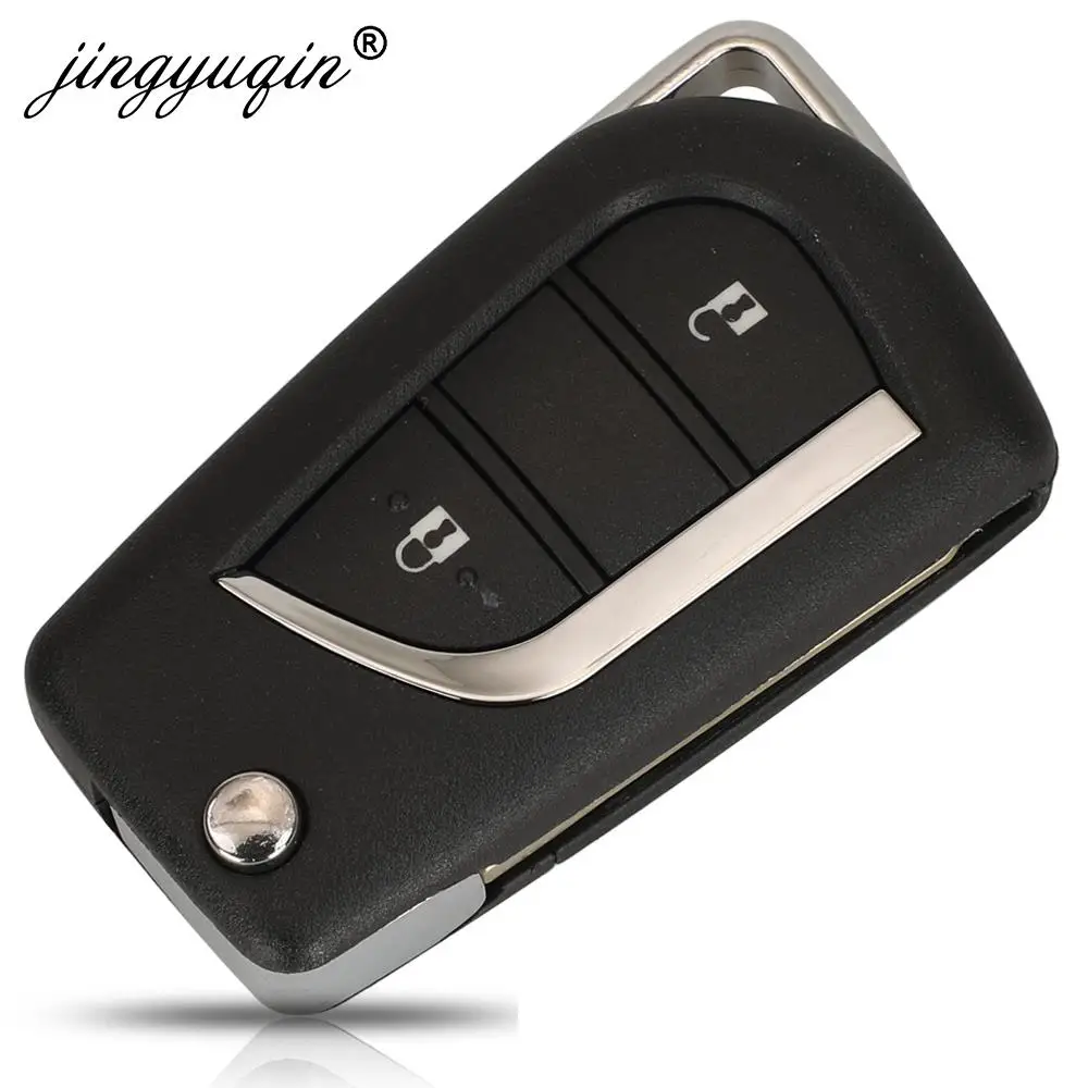 jingyuqin 89070-0KB40 FCCID BA2TA 2 Buttons Remote Flip Key 433MHz H-8A Chip FOB For Toyota Hilux 2015 2016 2017 2018 2019 2020