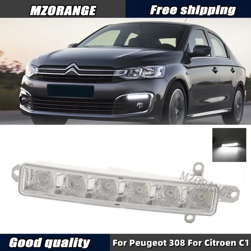 Luz de circulación Diurna LED DRL para Peugeot 308, Citroen C1 C4 2006-2017 C3 2015-2019, c-elysee 2016-2019, accesorios de coche