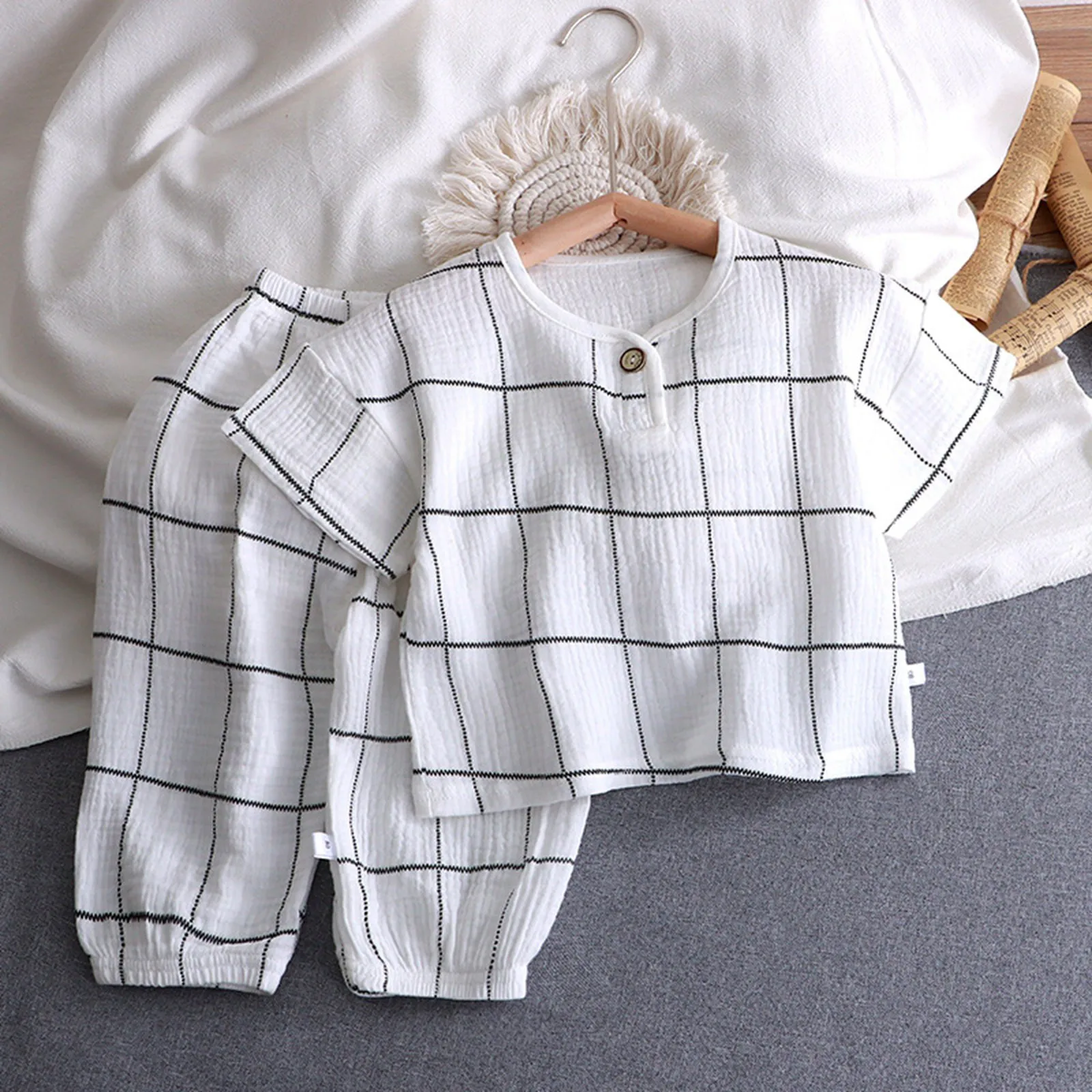 

Summer Boys Girls Home Clothes Soft Breathable Cotton Home Wear Pajamas Sleepwear Air Conditioning Clothing 24M,3T,4T,5T,6T,7T