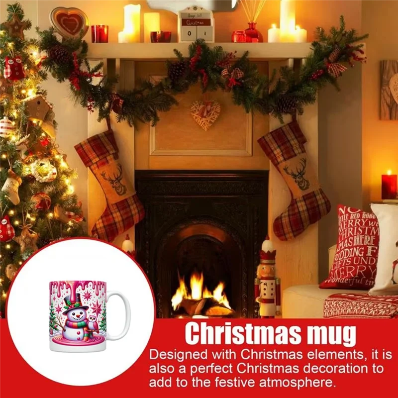 B-T Christmas Themed Coffee Mugs Snowmans Coffee Cup For Hot Chocolate Visual Effect Pattern  Water Cup Festival Mug