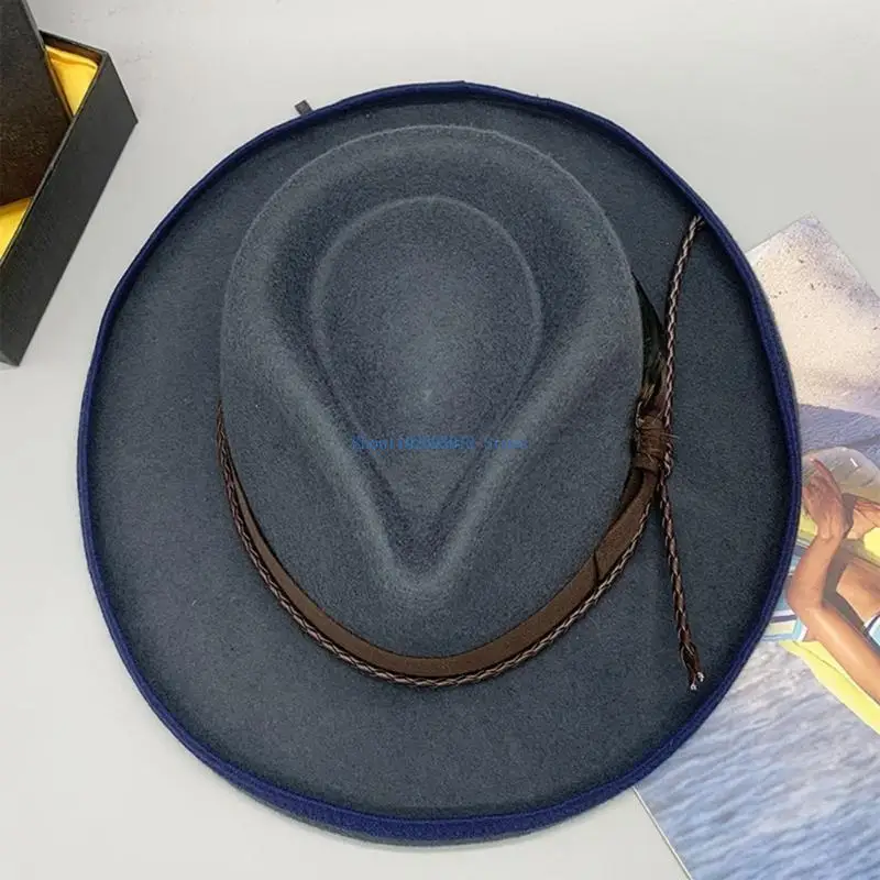 

N7YE Vintage Homburg Panama Hat Western Porkpie Hat Cowboy Hats for Dinner Outdoor Casual Wear Photo Props