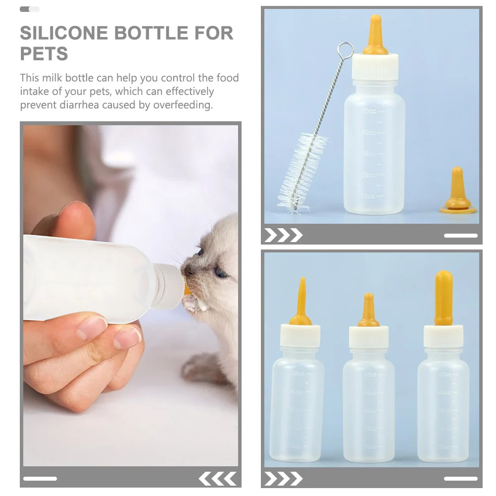

3Pcs Pet Nursing Bottles Silicone Feeding Bottle Set for Puppies Kittens Hamsters Rabbits Lambs Reusable Easy Clean Portable