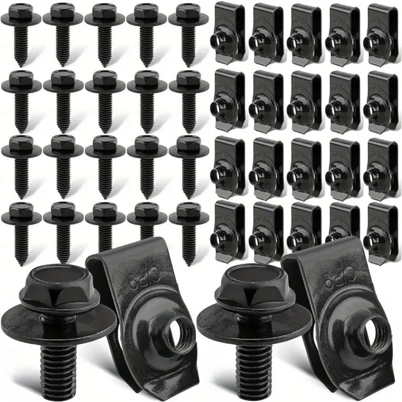 Car Body Bolts U Type Nut Clips M6 Automobile Bumper Fender Rivet Engine Cover Undertray Splash Shield Guard Liner Screws Clips