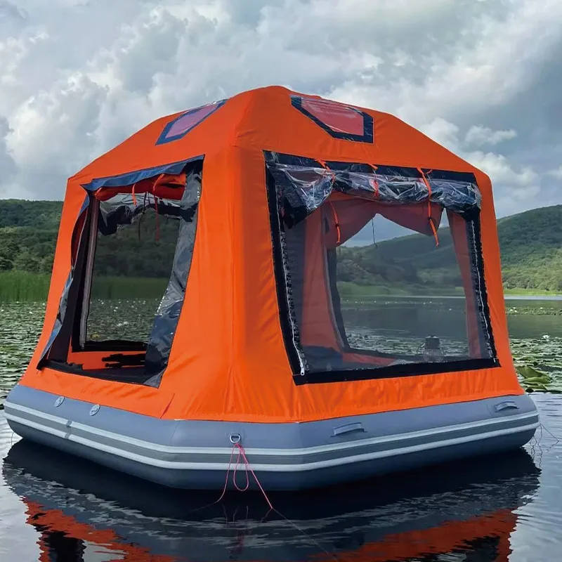 Water Floating Inflatable Island Tent, Portable Inflatable Camping Tent Outdoor Summer Leisure Beach Recreation Shelter