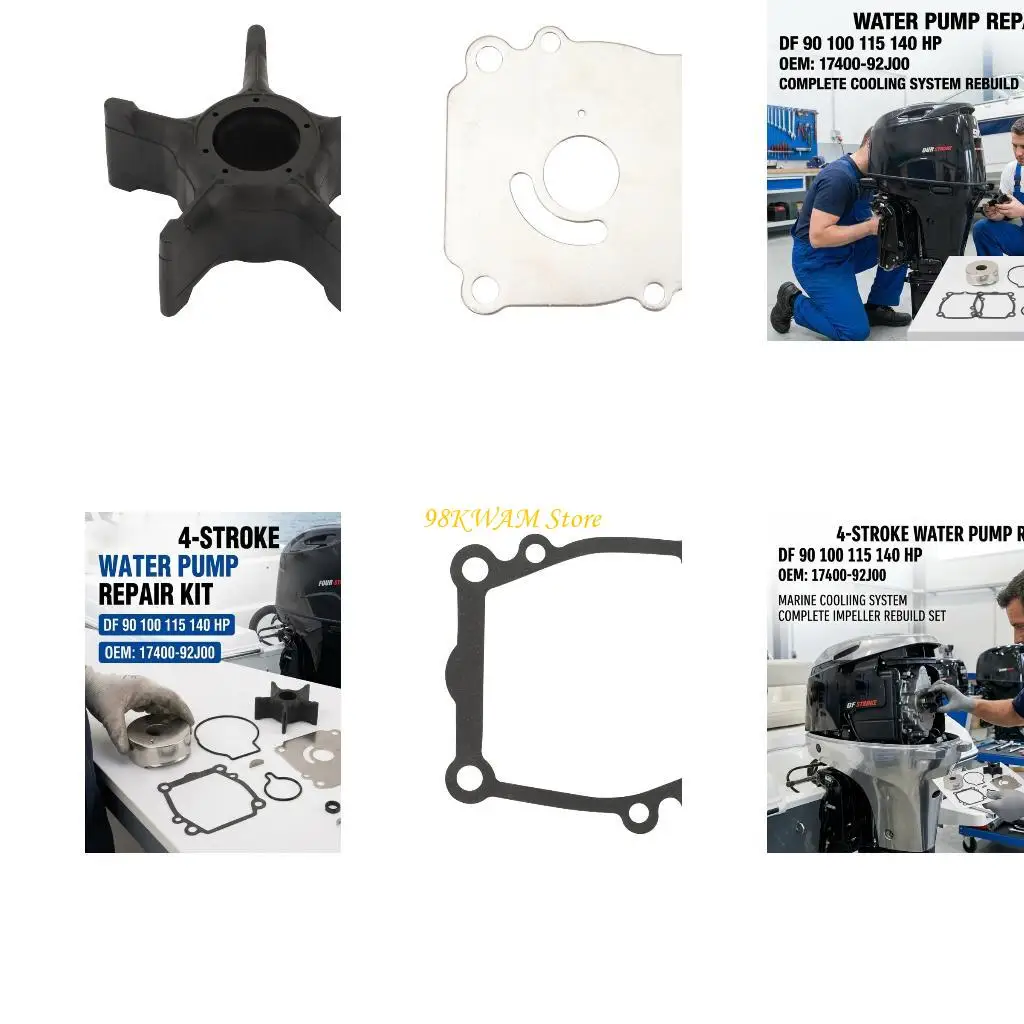 Replacement Water Pump with Impeller Cup Plate Gaskets and for DF90T DF100T DF115T DF115 DF140T DF140Z Engine Models 17400-92J00