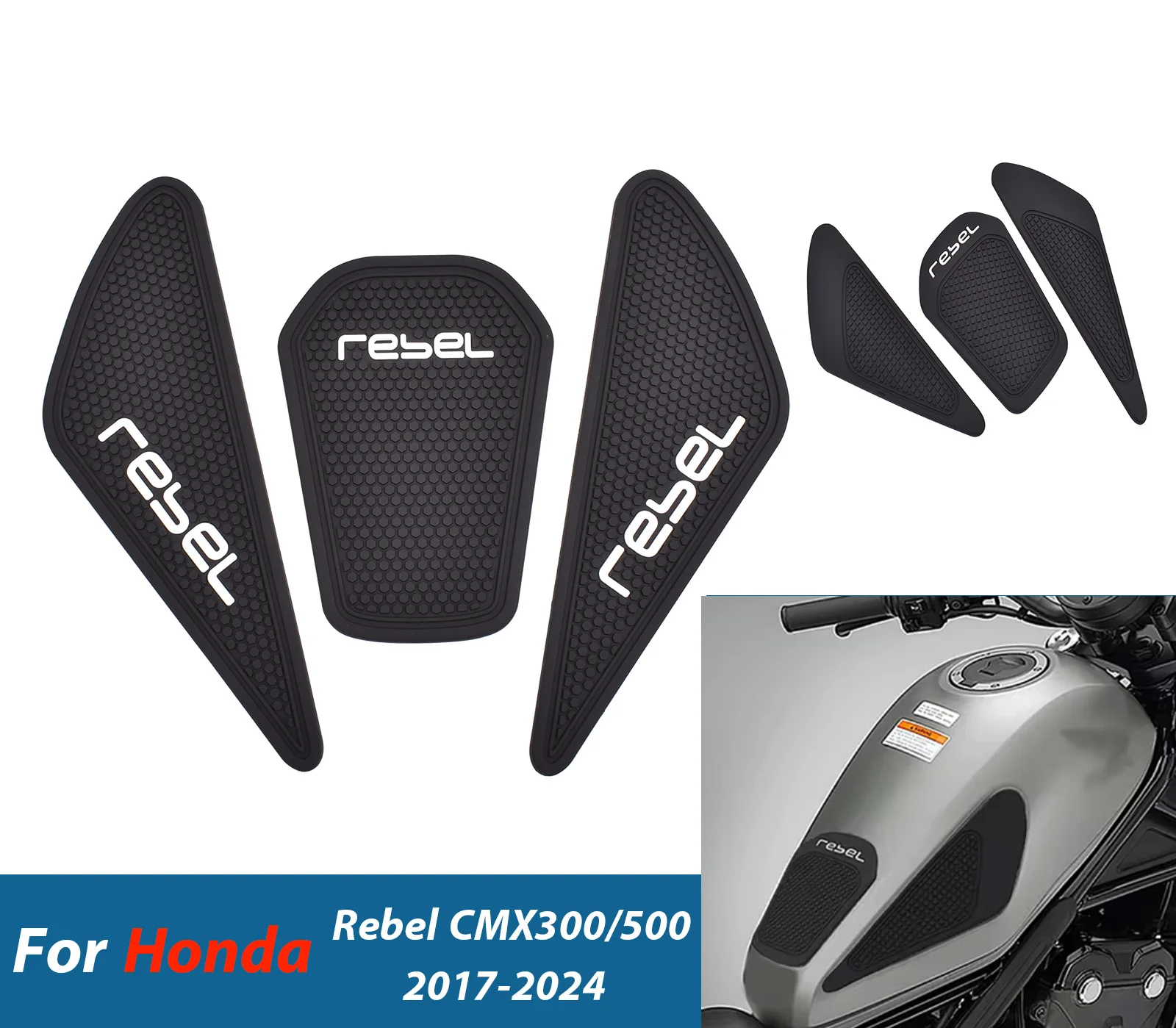 

Боковые наклейки на топливный бак мотоцикла, водостойкая резиновая накладка, наклейка для Honda Rebel CMX300 500 2017-2025, защитная накладка, аксессуар