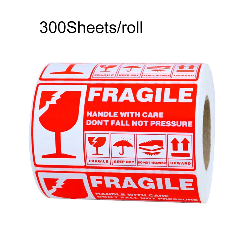 300sheets/roll Goods Decoration Express Warning Practical Handle With Care DIY Notice Fragile Sticker Easy Apply Shipping Label