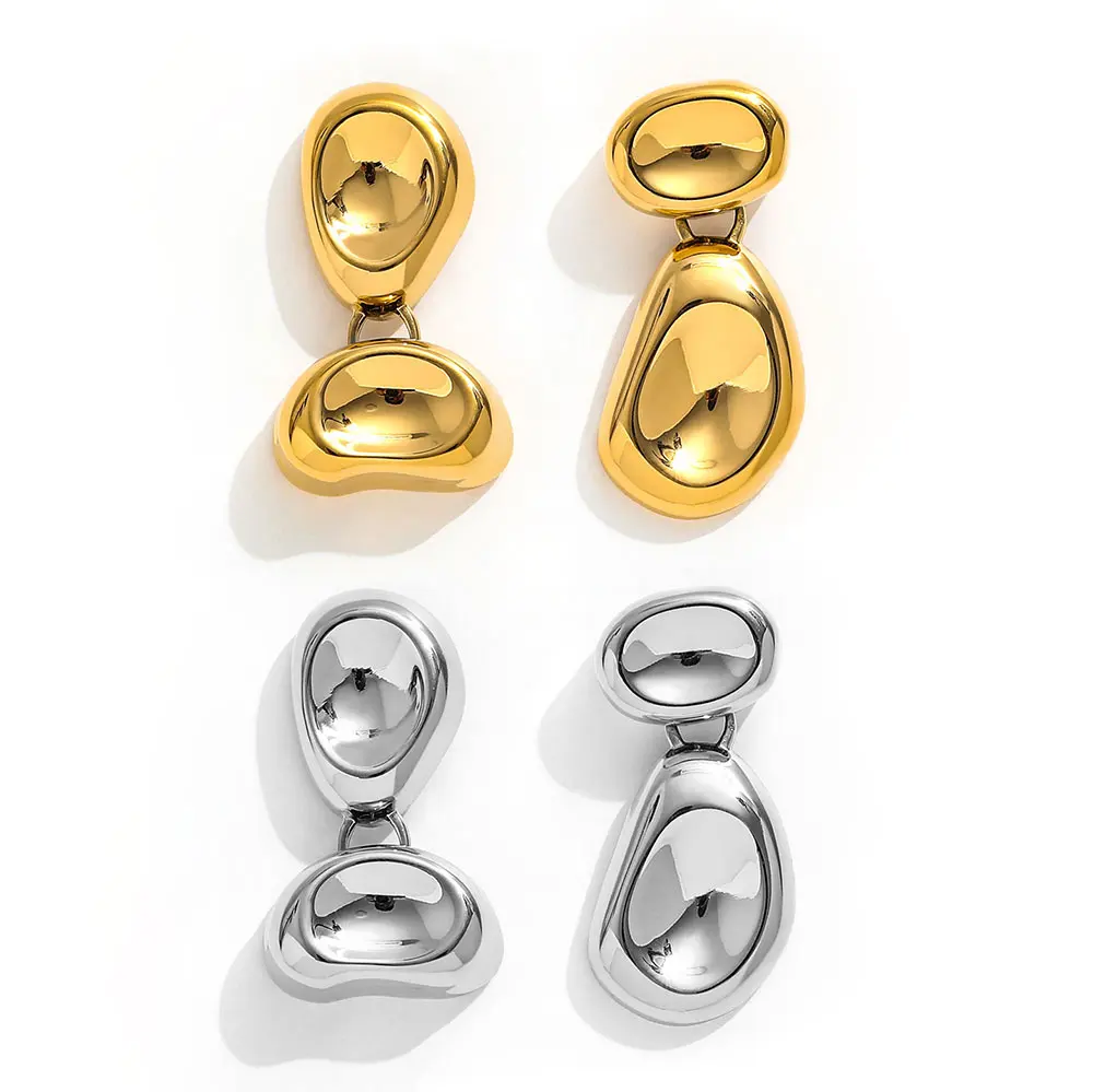 

Joolim Jewelry High Quality PVD Wholesale Waterproof Fashion Abstract Artistic Concave Hoop Stainless Steel Earring for Women