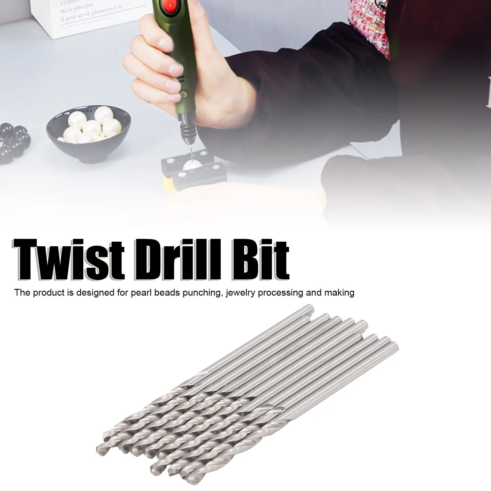 Drill Bit Small Straight Shank Pearl Drilling Machine Tools Hardware 1.75mm Small Drill Bit Straight Shank Drill Bit