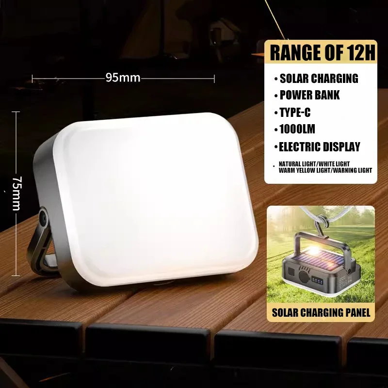 KDULIT 4000 mAh COB-Arbeitsleuchte, USB wiederaufladbar, LED-Taschenlampe, tragbare Laterne mit Magnet, 7 Beleuchtungsmodi, Camping-Notfall-Taschenlampe 8