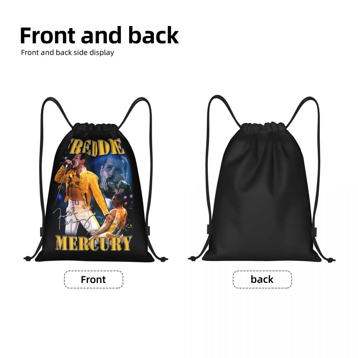 Rock Music Queen Freddie Mercury Drawstring Backpack Women Men Sport Gym Sackpack Foldable Shopping Bag Sack