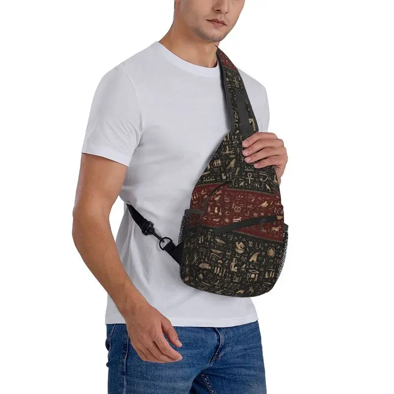 Mochila de hombro personalizada para hombres, bolso de hombro, bandolera de pecho, mochila de viaje, mochila de viaje, cultura egipcia antigua, moda