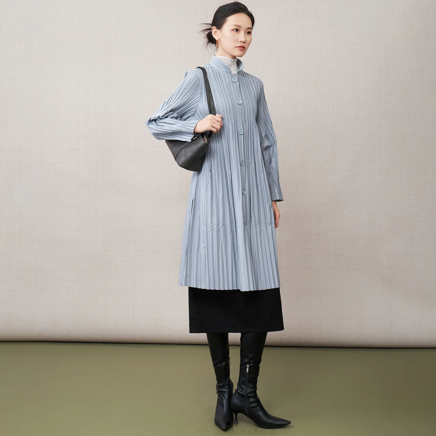

Miyake Pleated 2025 New Autumn Trench Coat Women's Fashion in The Long Section Loose Single-breasted Hundred Coat Jacket Pleats