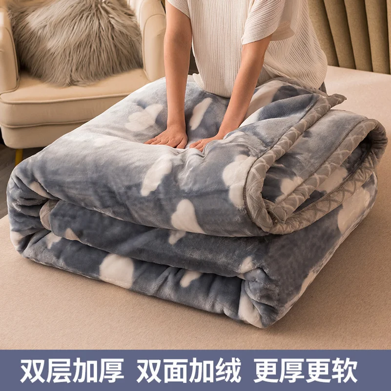 Double-layer Raschel blanket, thickened winter coral fleece bed sheet, warm blanket, flannel bedspread