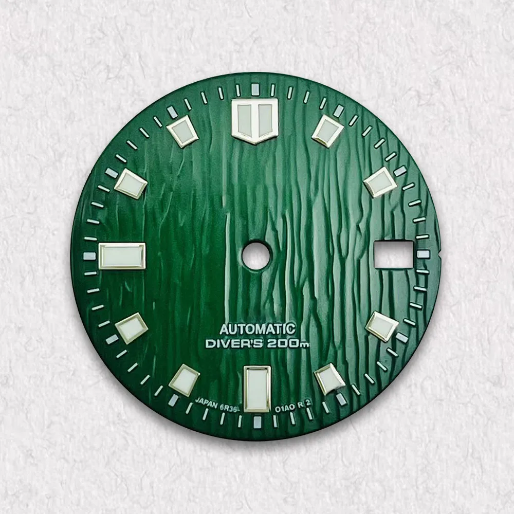 Nieuwste stijlen S Logo Meteoriet Wijzerplaat Geschikt Voor NH35/NH36 Japanse Beweging C3 Sterke Groene Lichtgevende Horloge Modificatie Accesso