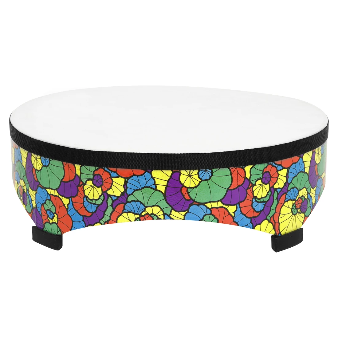 Handcrafted Sheepskin Drum – Natural Skin Drumhead with Vibrant Ethnic Pattern Decals Rich Tone & Decorative Percussion