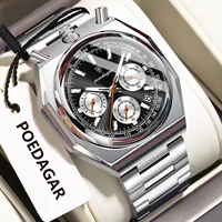 Reloj POEDAGAR deportivo a la moda para hombre, cronógrafo de acero inoxidable con fecha, reloj luminoso resistente al agua, relojes militares de cuarzo para hombre