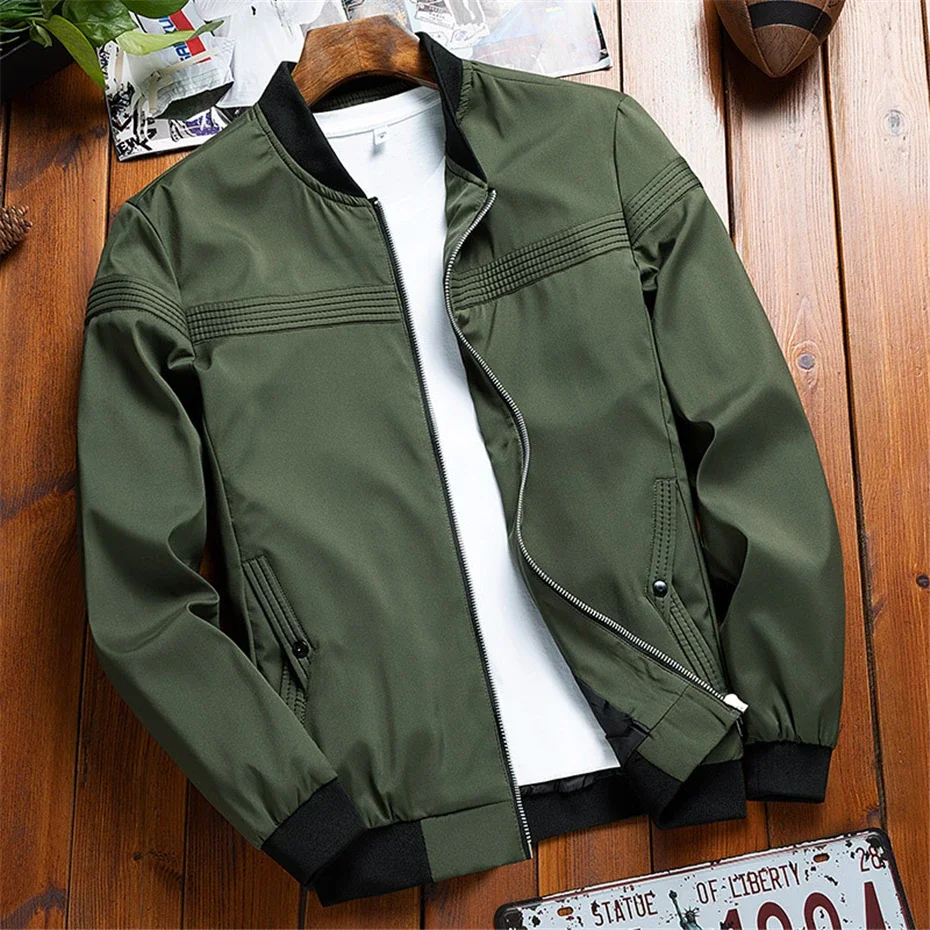 

Varsity Jacket Men Baseball Jacket Fashion Casual Slim Fit Coats Male 2024 Spring Autumn Bomber Jackets Khaki Green