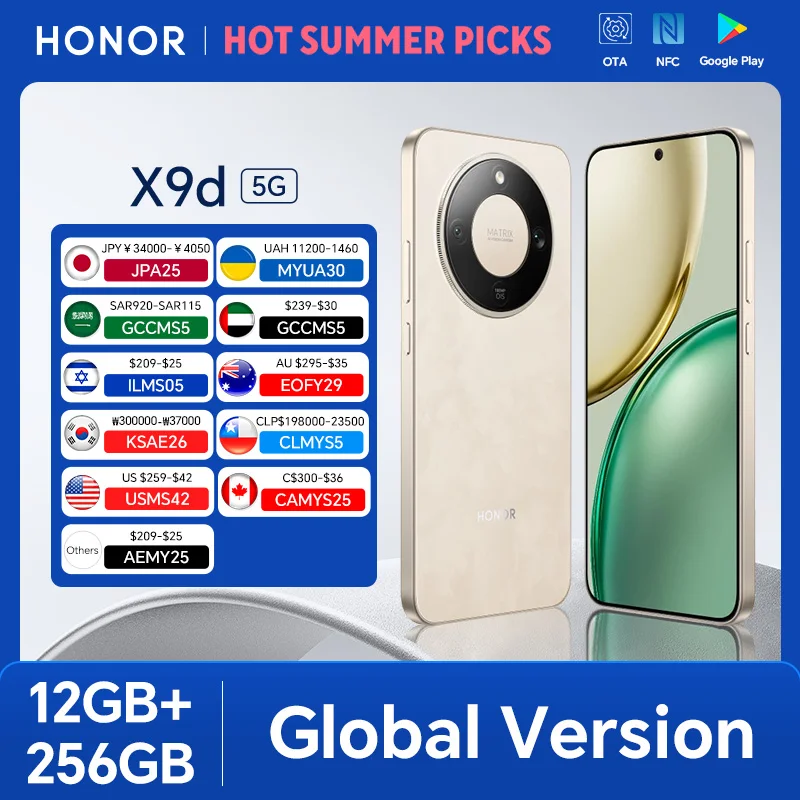 Global Version HONOR X9d 5G Smartphone 12GB+256/512GB 6.79'' 120Hz AMOLED Screen 108MP AI Main Camera 8300 mAh 66W Supercharging