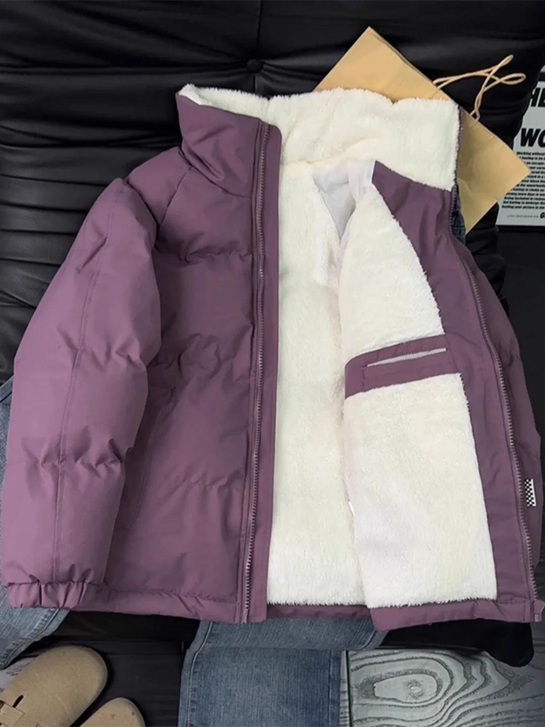 

Extra Thi Lamb Velvet Bread Sle Men's Winter Jaet Warm Fce Lined Cotton Coat for Subzero Temperatures in Northeast