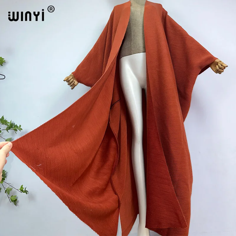 WINYI zimowe maxi poncho sukienka plisowana plażę nosić eleganckie afrykański sweter na wakacje długie kardigany dla kobiety luźne kimono