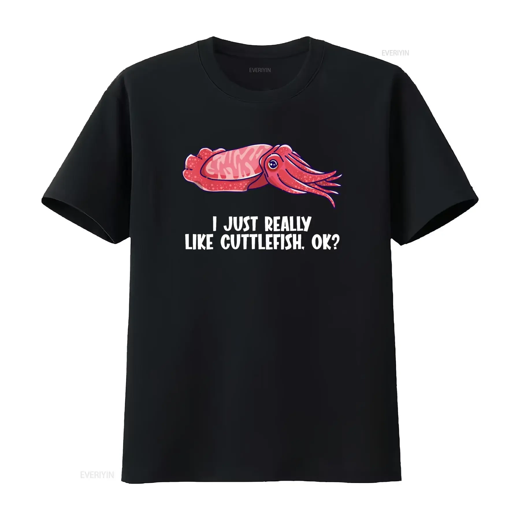 I just really like Cuttlefish T Shirt vintage Washed Breathable Unisex Versatile homme Stylish fashion Stretched Casual Soft