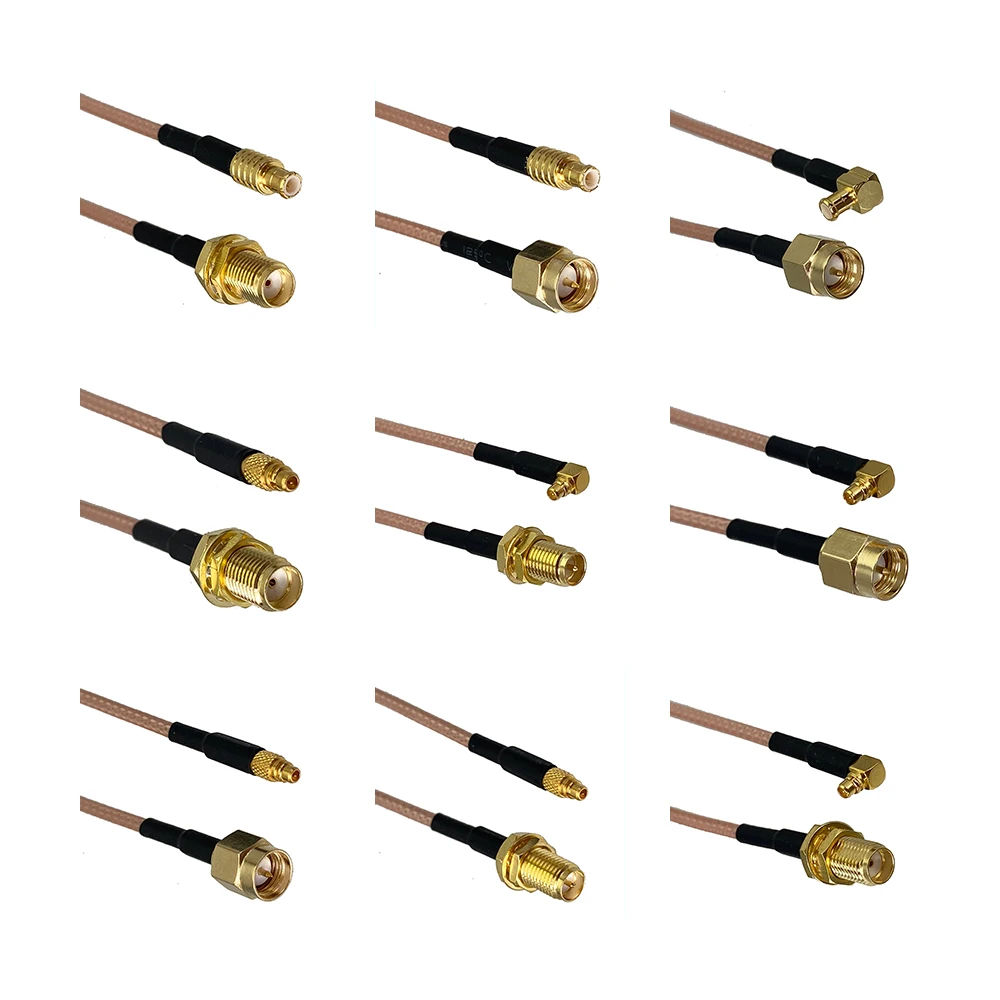 RG316 SMA RP SMA do MCX MMCX Wtyczka męska i gniazdo żeńskie Prosty i kątowy kabel połączeniowy RF 4 cale ~ 10 stóp