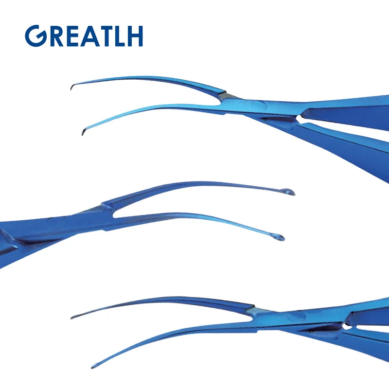 Lens Forceps Angled Shafts with 1.0mm Round Tip Forceps Titanium/Stainless Ophthalmic Instrument