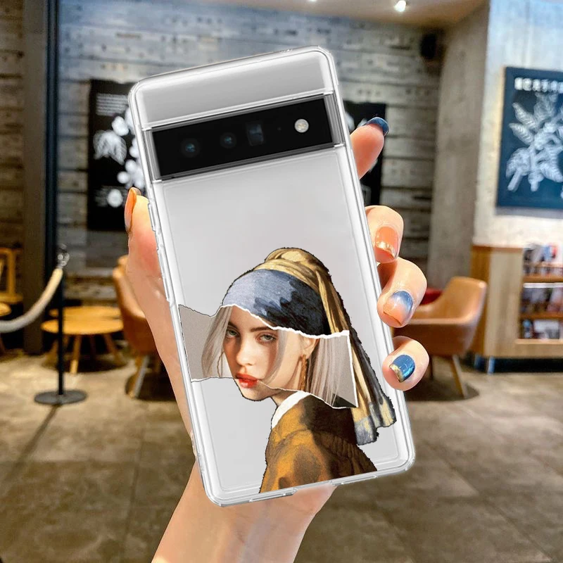 구글 픽셀 9 프로 XL 8 7 6 프로 8A 7A 6A 5 4 5A 4A 3A XL 5G 소프트 TPU 투명 커버, 예술 미학 데이비드 모나리자 휴대폰 케이스