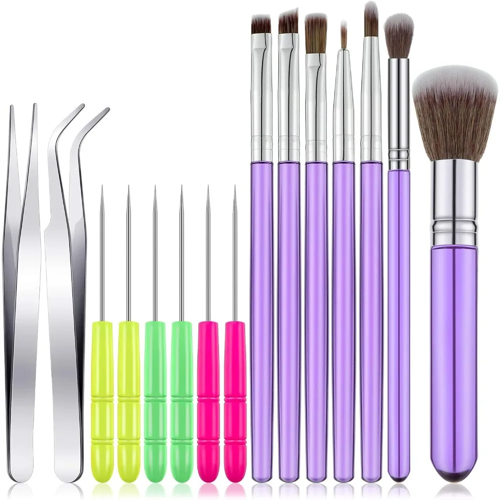 

15 Pieces Cake Decorating Tool Set Include Cookie Decoration Brushes Cookie Scriber Needles Sugar Stir Needles Elbow and Straigh