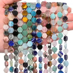 Mixed Natural Hexagon Stone Apatite Amazonite Turquoise Quartz Spacer Beads For Fashion Jewelry Making DIY Bracelets Accessories