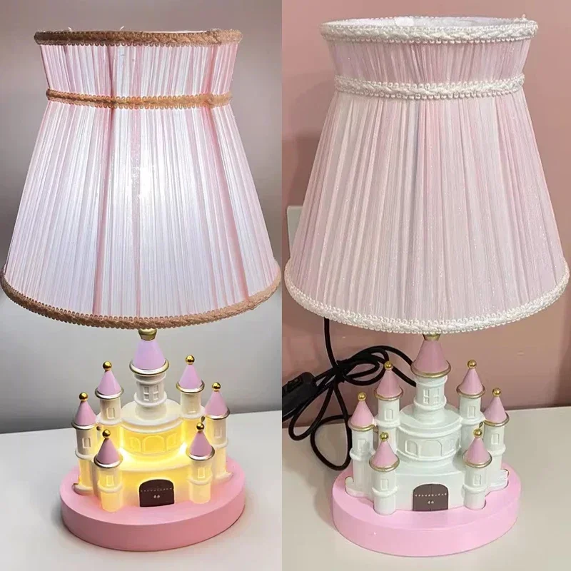 Imagem -05 - Luminária de Mesa em Forma de Castelo para Crianças Moderno Rosa para Meninas Quarto Crianças Decoração Artística de Casa Acessório de Iluminação Led Presente