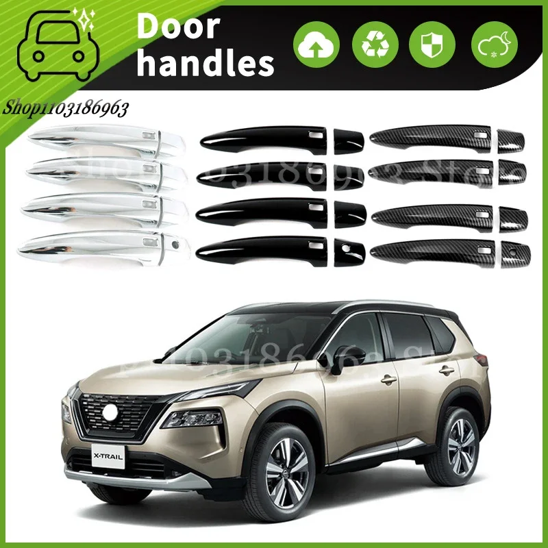 

For Nissan X trail Rogue 23-24 Gloss Black Chrome Car Door Handle Cover Trim Styling Accessories Car Stickers Auto Accessories