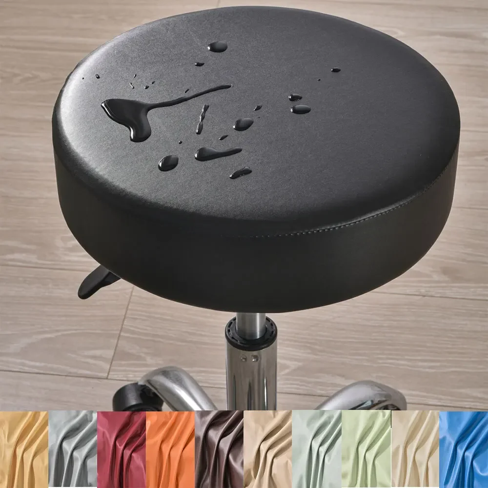 

Round Tool Cover Waterproof PU Leather Dustproof Seat Cover Stool Chair Cover Restaurant Chair Protector