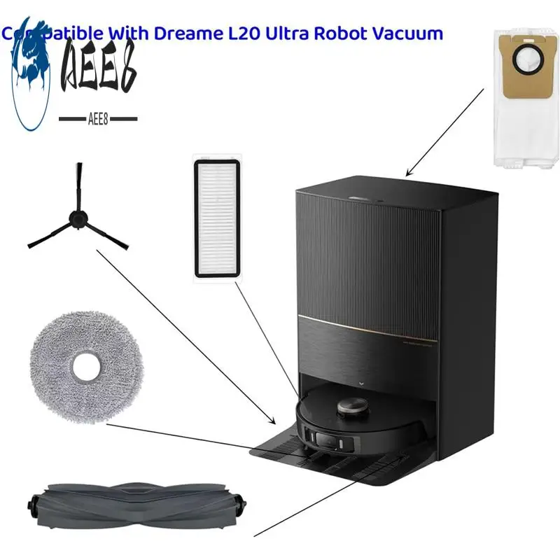 

AEE8-комплект аксессуаров для пылесоса Dreame L20 Ultra/L30 Ultra, основная боковая щетка, фильтр Hepa, швабра, тканевые мешки для пыли, детали
