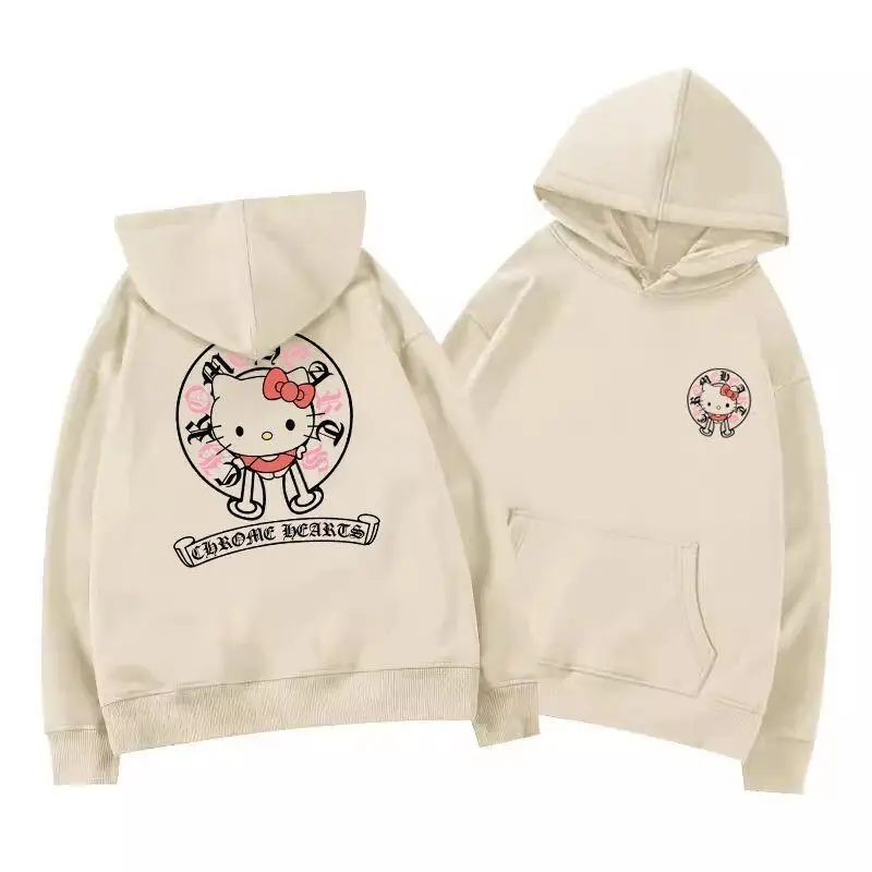 

Sanrio Hello Kitty Girl Толстовка с капюшоном Kawaii Аниме Мода Повседневная толстовка с капюшоном с длинными рукавами Осенне-зимний пуловер Топы