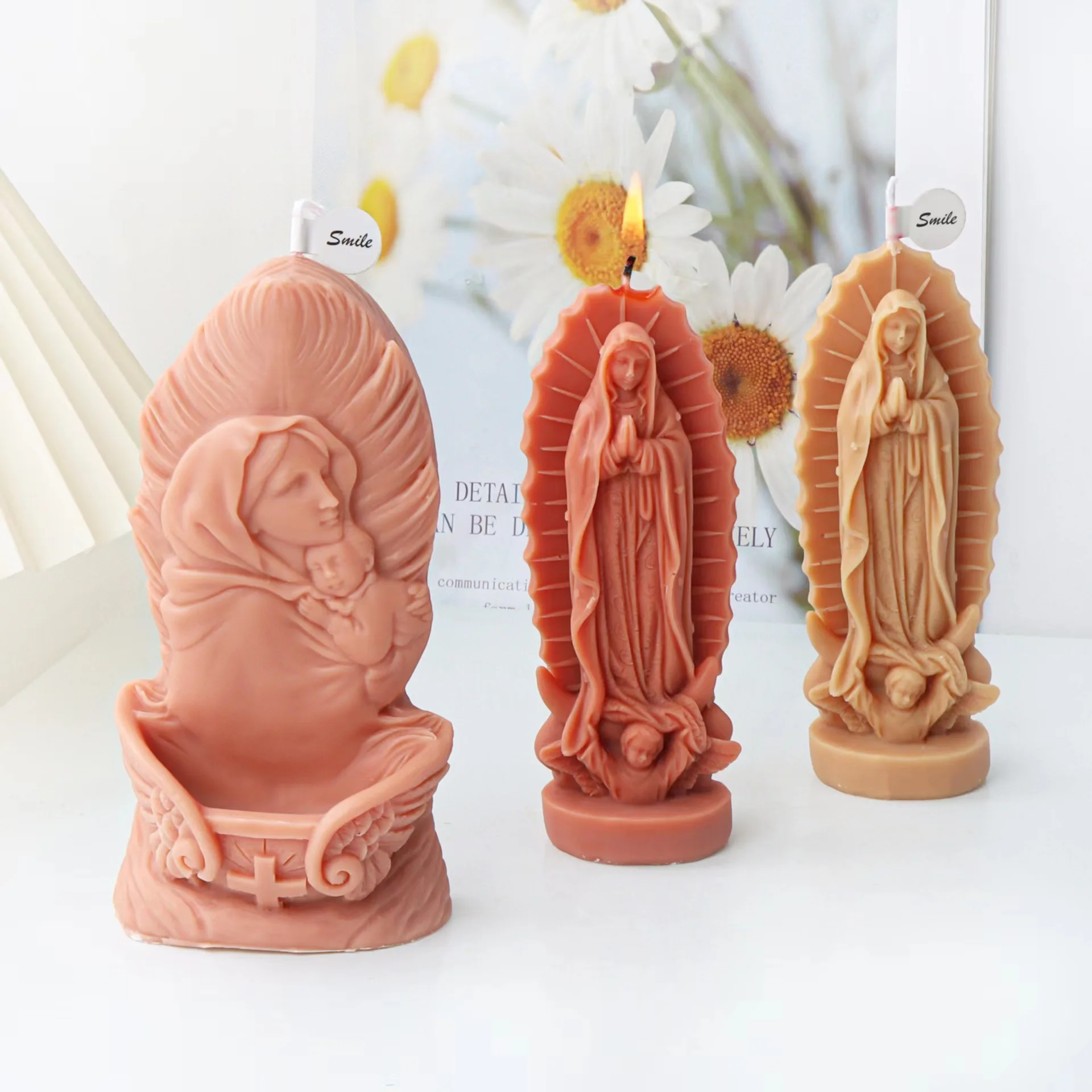 3D Goddess Series Our Lady Of Guadalupe Candle Mold Silicone Fatima Mary Statue Mould DIY Virgin Mary Resin Plaste Home Decor