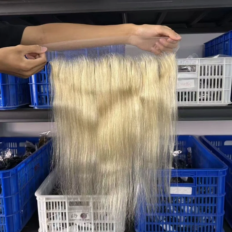 قسط اللون 613 13*4 الدانتيل أمامي الشعر البشري 8-22 بوصة الأذن إلى الأذن الدانتيل الجبهة للنساء البرازيلي عذراء ريمي 4x4 إغلاق الشعر #2