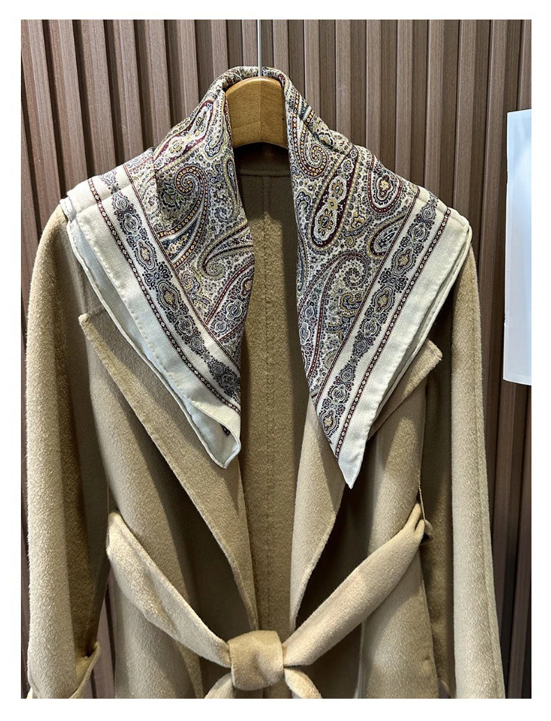 مزدوجة الطباعة الحرير وشاح من الصوف 65 النساء عصابات صغيرة هيرمز رولارد شالات شتاء دافئ الأوشحة الناعمة عصابات الأم عاشق هدية #4