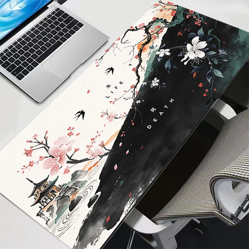 New Sakura Pagoda Mouse Pad Gamers Decoracion Gamer Desk Mat Mousepad XXL Gaming Accessories Varmilo Rug Keyboard Carpet