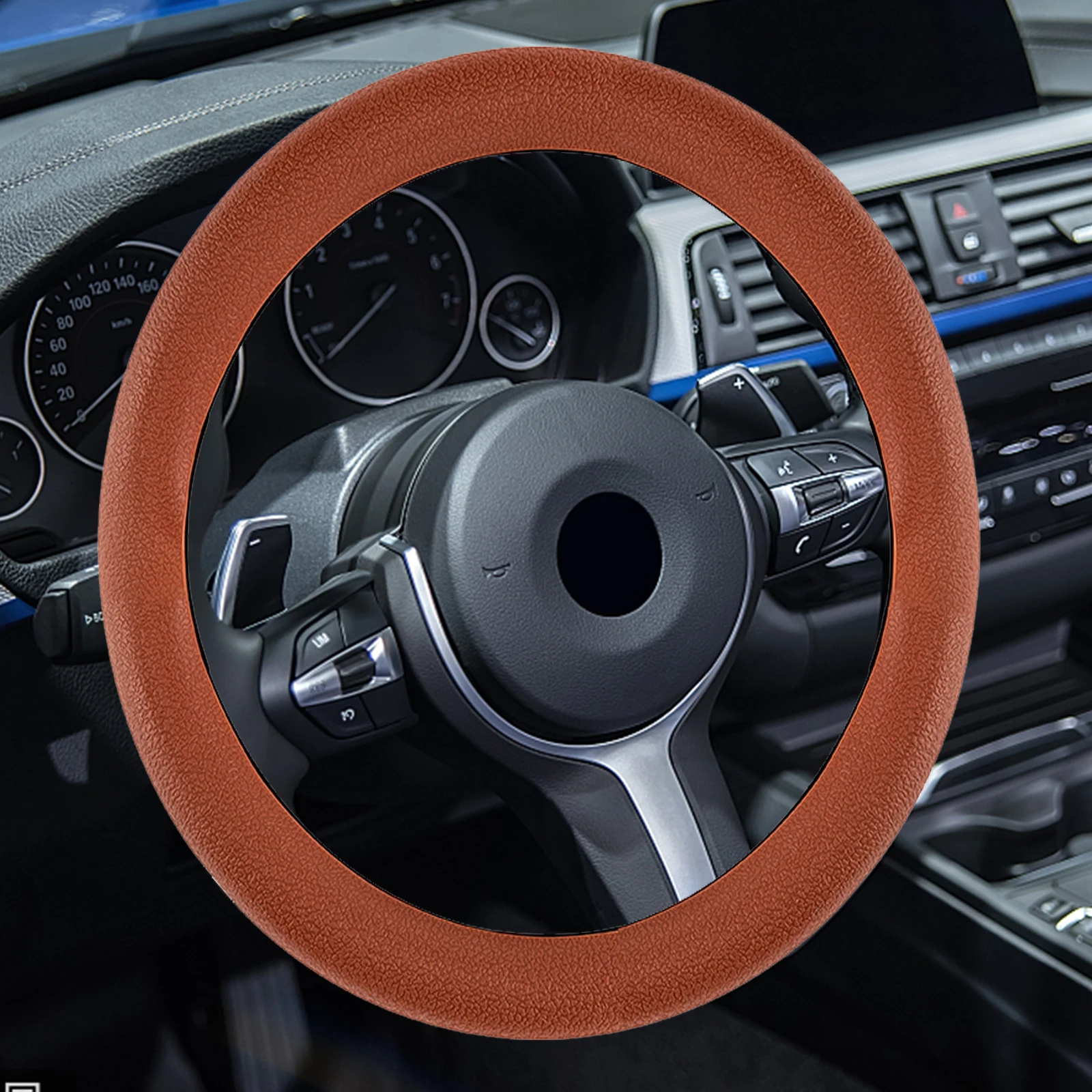 Universal Car Silicone Steering Wheel Cover(Brown) Auto Accessory--Three-Dimensional Embossed Contact