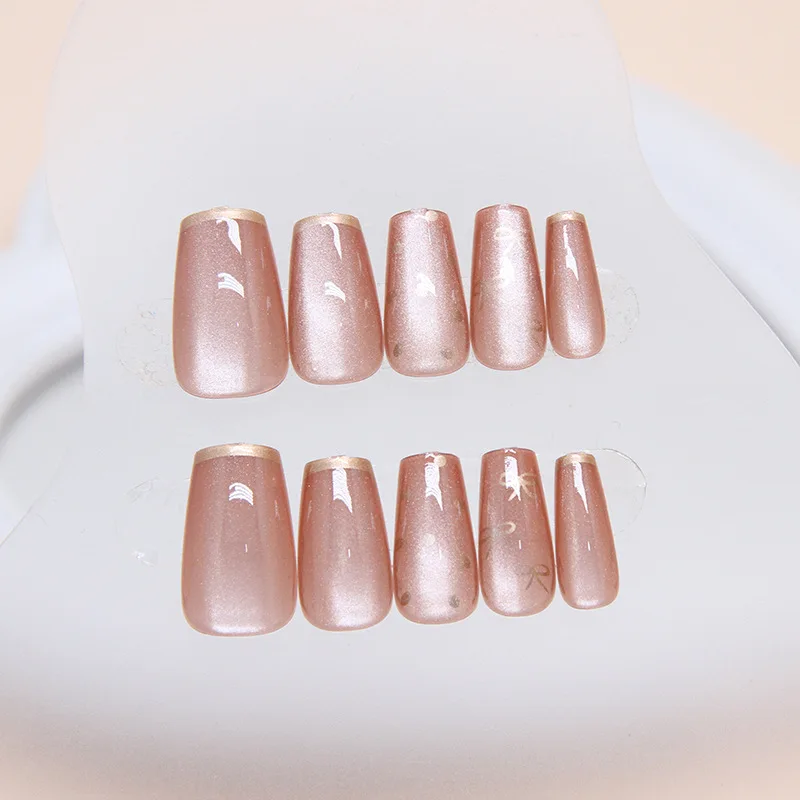 Coffin Shaped False Nails Set With Nail File And Jelly Glue_voghion.com