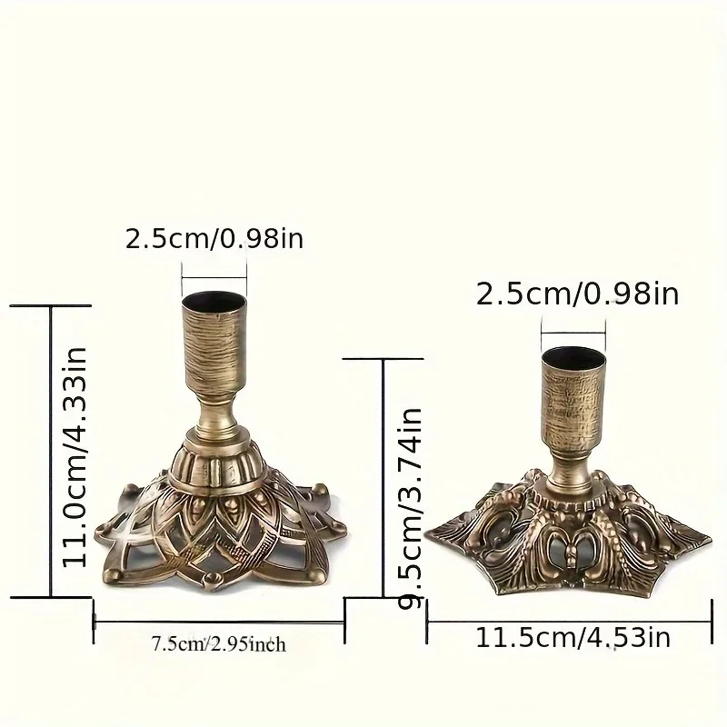 1 Pair of Vintage Golden Brass Candle Holders, Suitable for 3/4 Inch Thick Tower Candles, Metal Fireplace, Party, Restaurant, Home, Wedding Decoration, Handicrafts, Sewing Ornaments