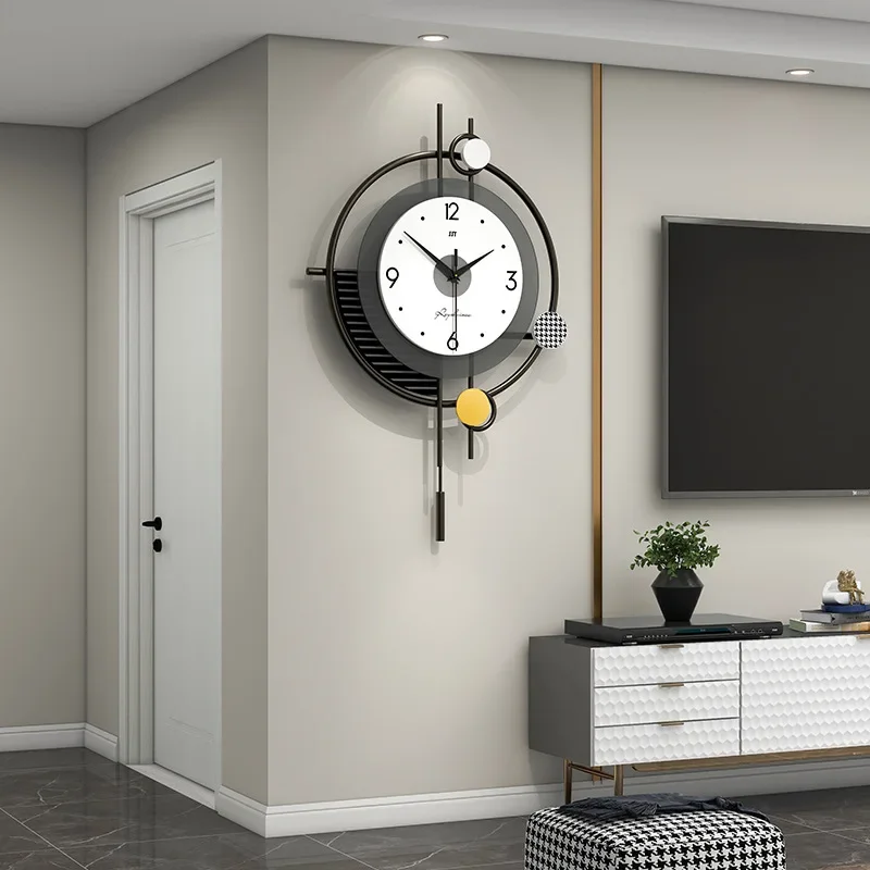 Modern light luxury clocks, wall clocks, living room creative home decoration , simple clock, high-end sense , no punching