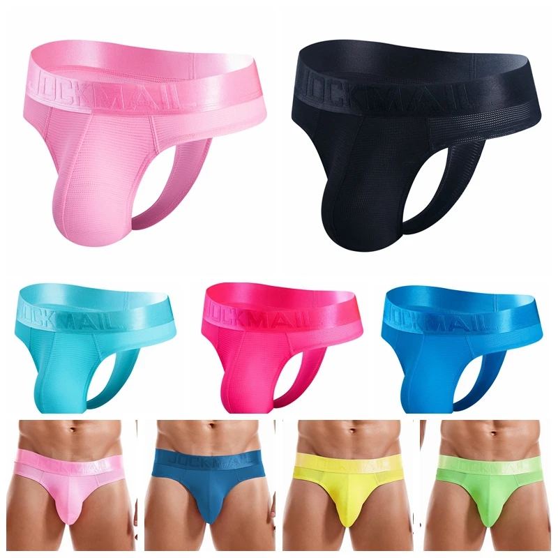 Sexy Underwear Men Thongs Jockstrap Male Panties Penis Pouch String Cuecas Gay Sissy Bikini Hombre Lingerie Ice Silk Transparent