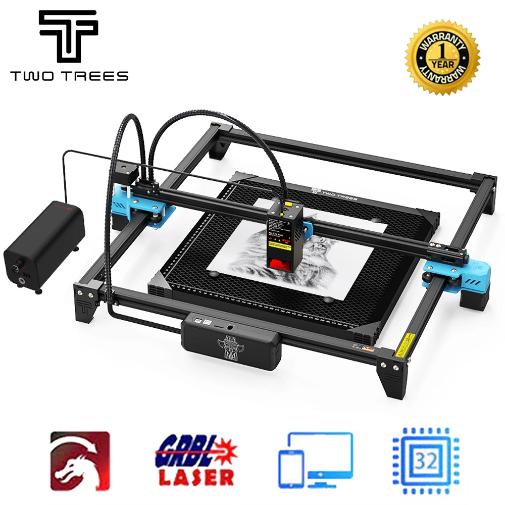 TwoTrees 130W CNC Lasergraveermachine TTS-20 PRO APP Wifi Controle 418x418mm Metalen Lasergraveerder Hout Leer Snijden