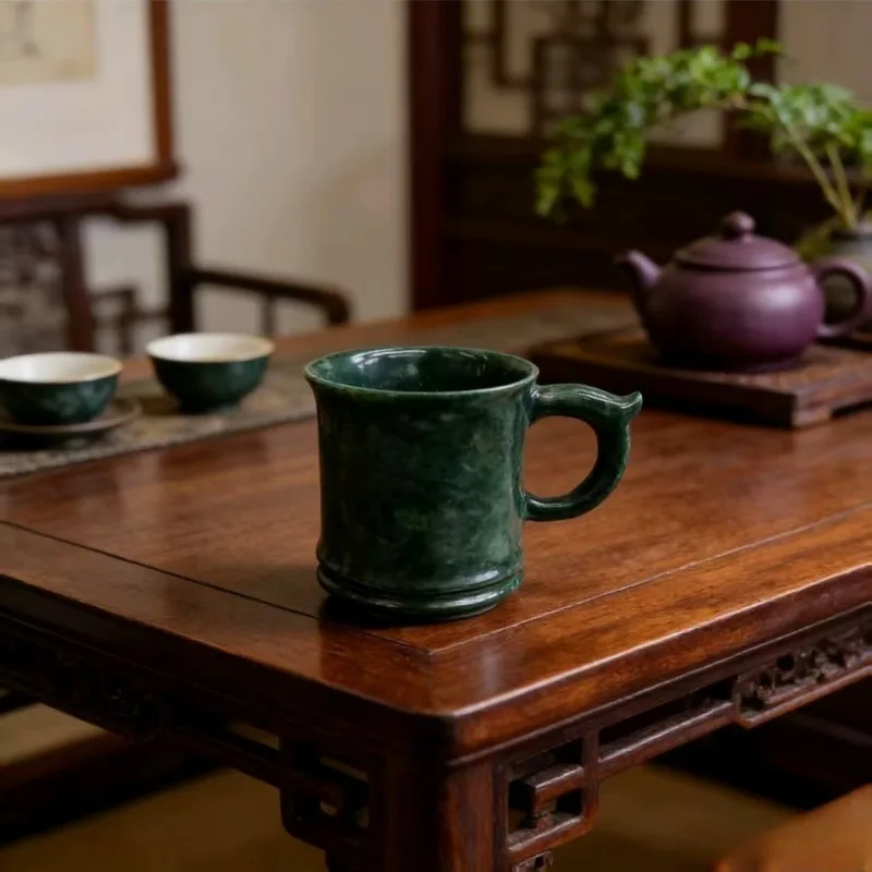 Strong Magnetic Tibetan Jade Tea Cup Health Care Soaking Water Cup with Medicine King Stone