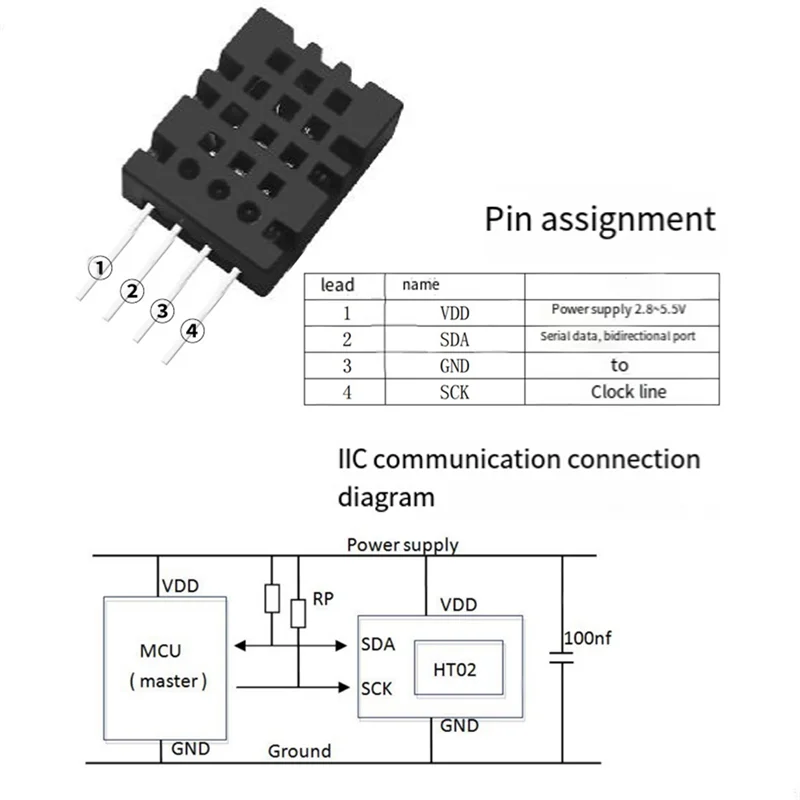 HFES 20 piezas DHTC12 conjunto de sensores de temperatura y humedad comunicación I2C módulo Digital de alta precisión reemplaza DHT20 AM2320